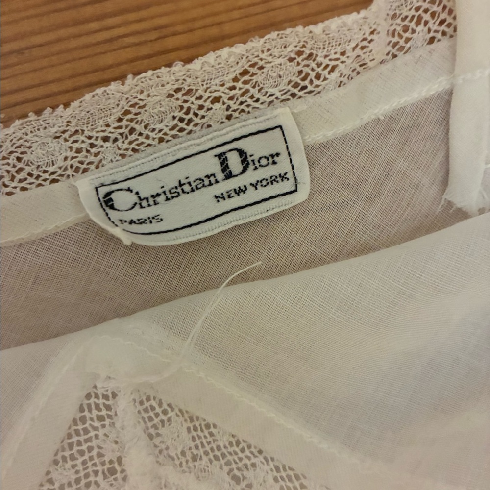 Vintage Christian Dior Sheer Lace trimming Cami Top pajama tank - Picture 3 of 6